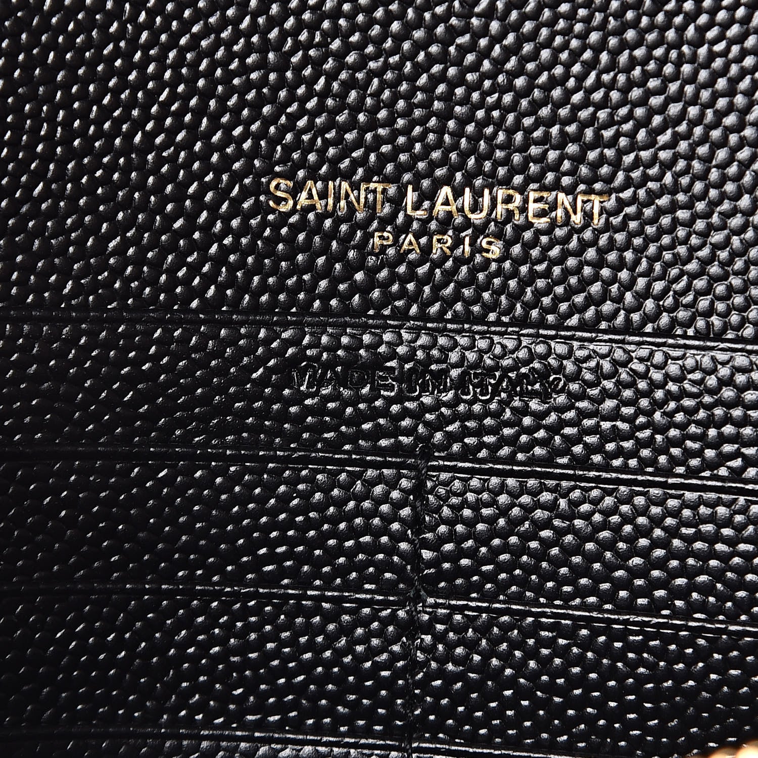 Saint Laurent Grain De Poudre Matelasse Chevron Monogram Chain Wallet Black 6 of 10