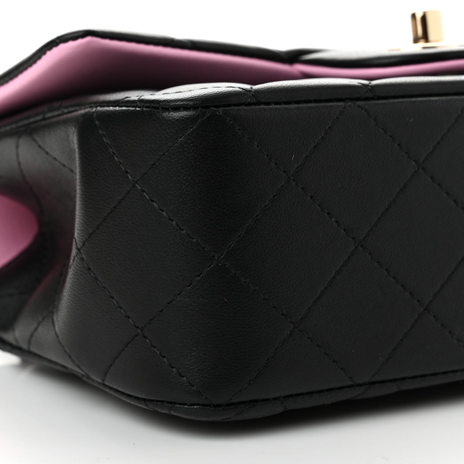 Chanel Lambskin Quilted Bi-Color Mini Top Handle Rectangular Flap Black Lilac 8 of 10