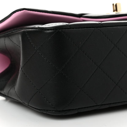 Chanel Lambskin Quilted Bi-Color Mini Top Handle Rectangular Flap Black Lilac 8 of 10