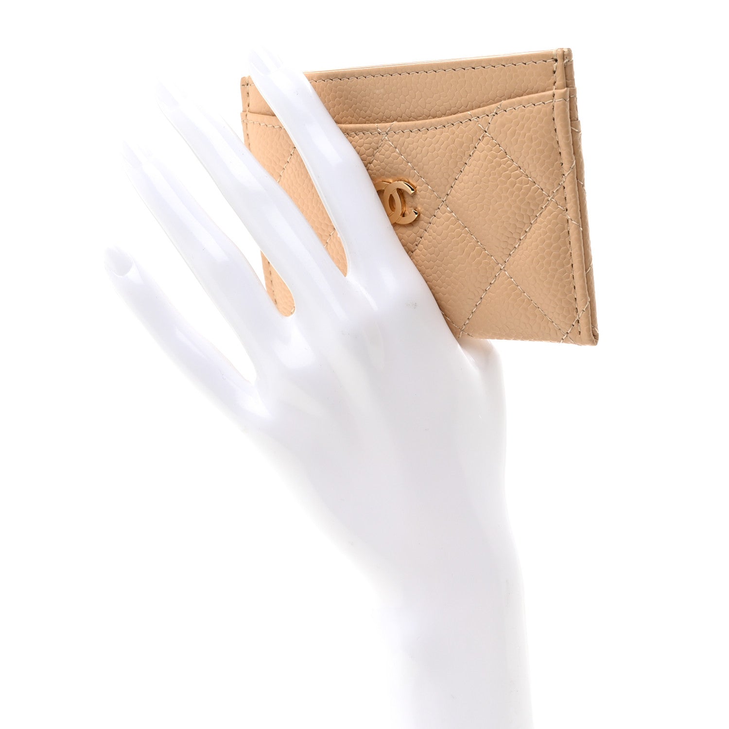 Chanel Caviar Quilted Card Holder Beige 2 of 8