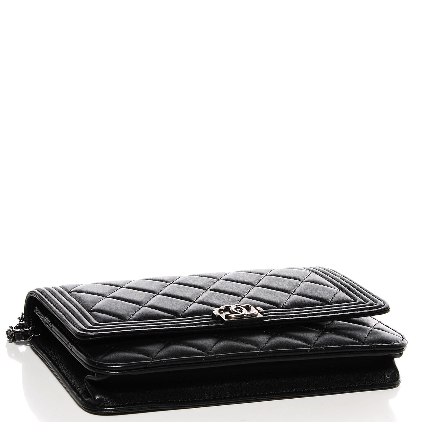 Lambskin Quilted Boy Wallet On Chain WOC Black