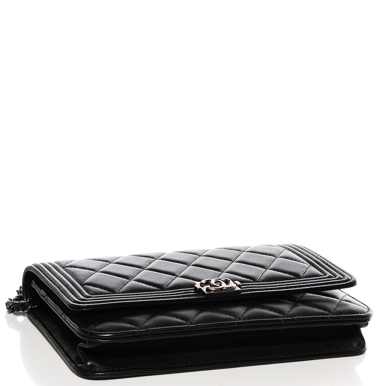 Chanel Lambskin Quilted Boy Wallet On Chain WOC Black 4 of 10