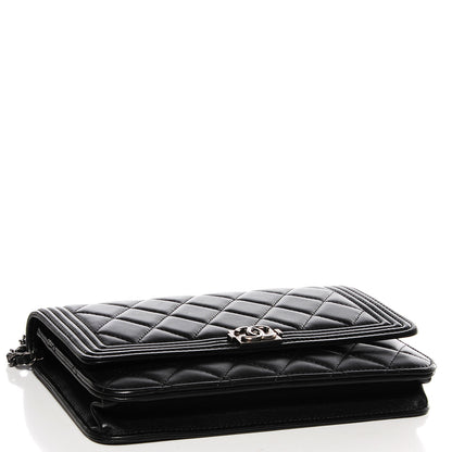 Chanel Lambskin Quilted Boy Wallet On Chain WOC Black 4 of 10