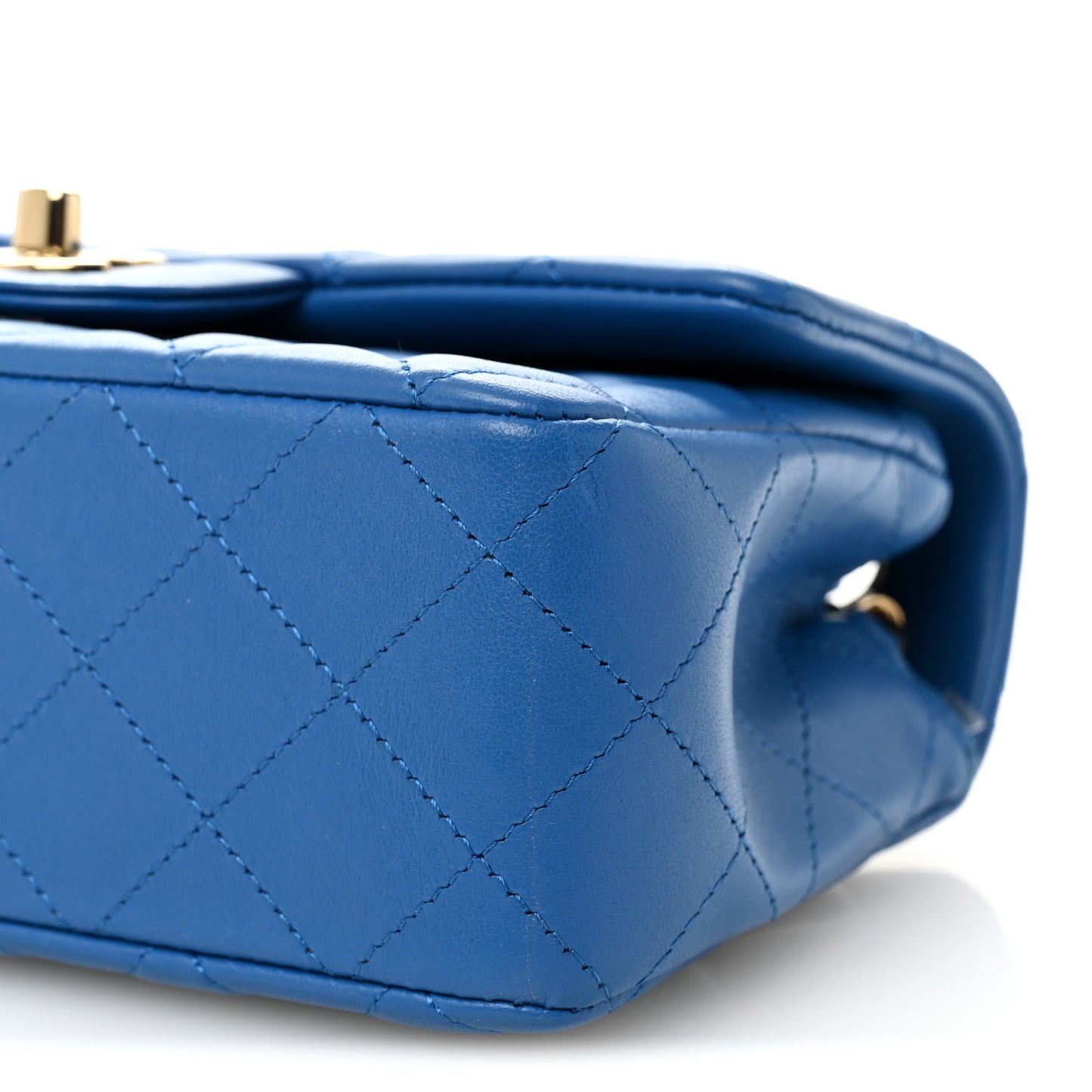 Lambskin Quilted Mini Rectangular Flap Blue