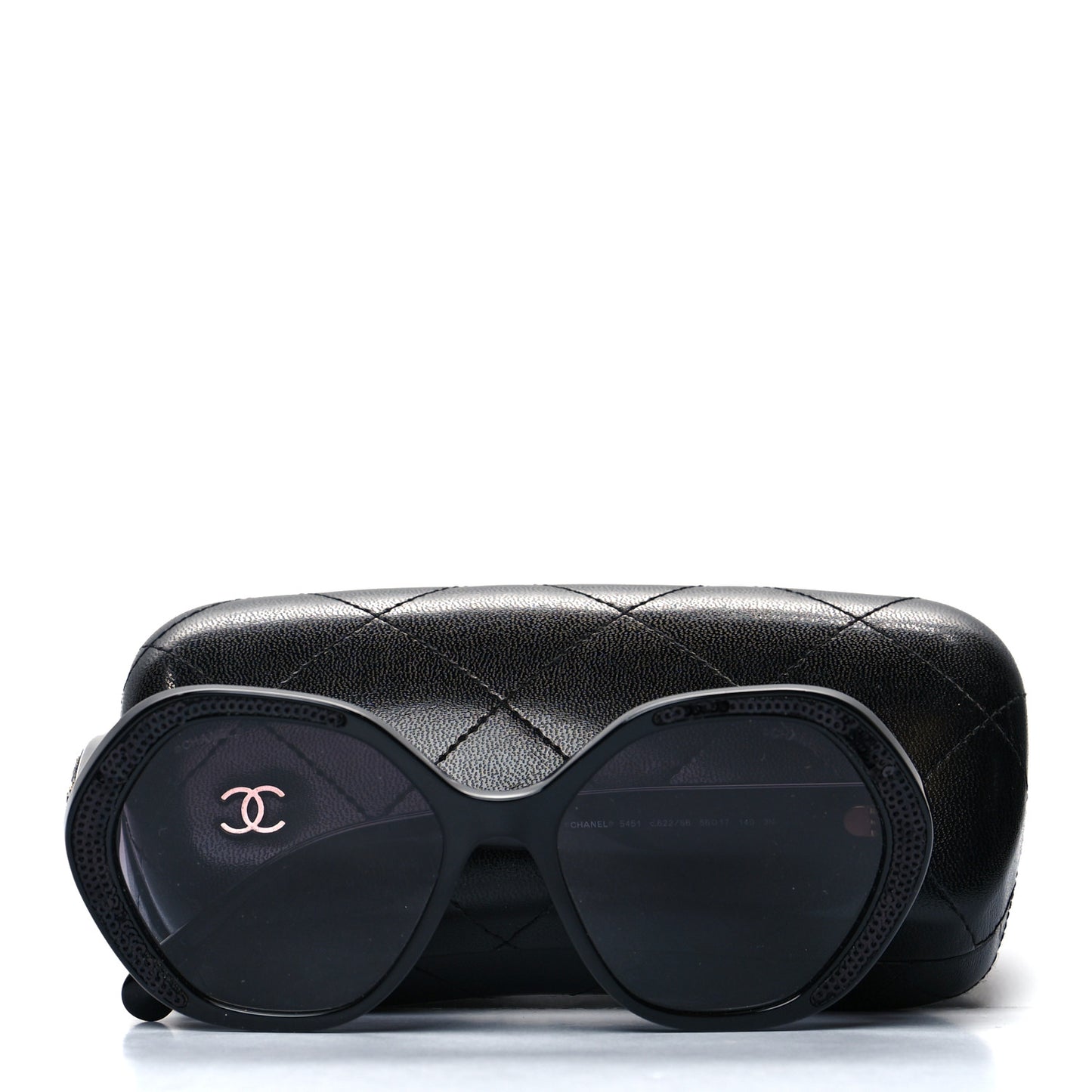Acetate Sequin Round Sunglasses 5451 Black
