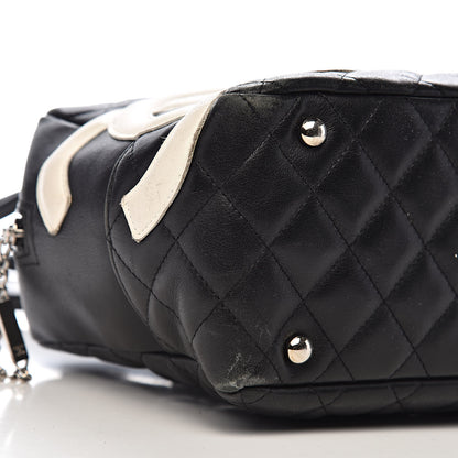 Chanel Calfskin Quilted Large Cambon Bowler Black White 16 of 18