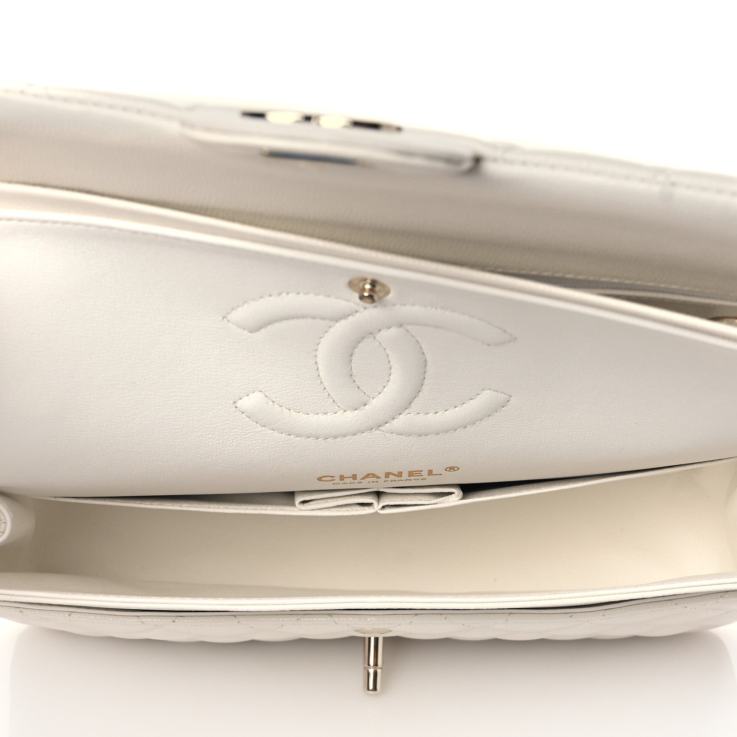 Chanel Caviar Quilted Medium Double Flap White 5 of 10