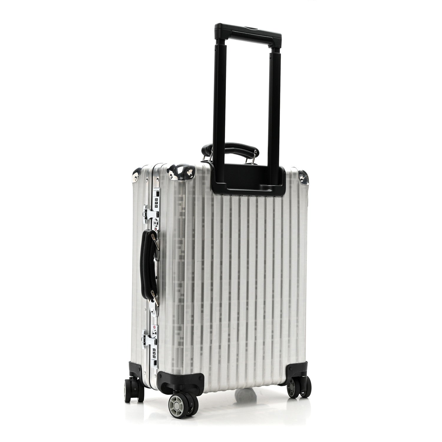 Fendi X RIMOWA Aluminum FF Print Roll Away Carry On Luggage Silver 2 of 13