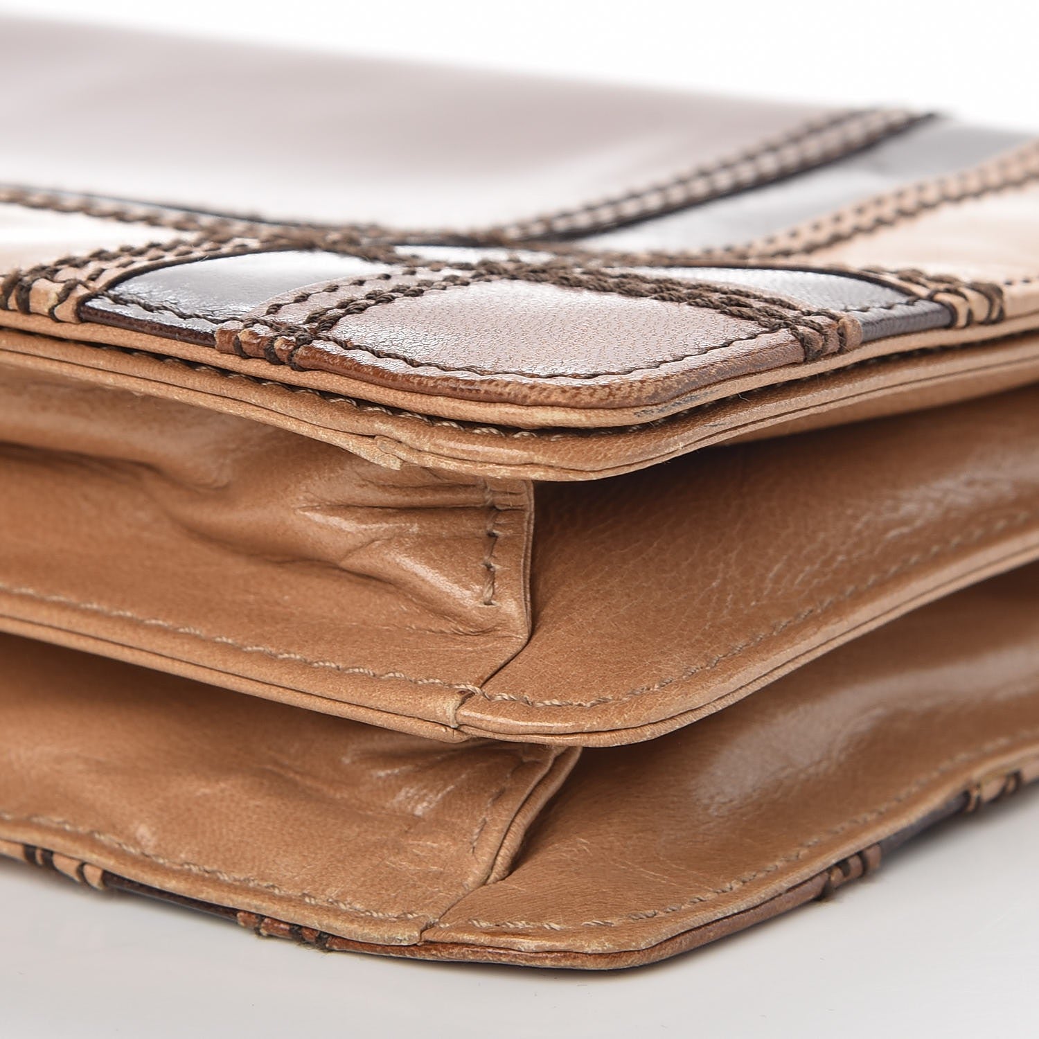 Prada Capretto Tartan Patchwork Shoulder Bag Cammello 12 of 12