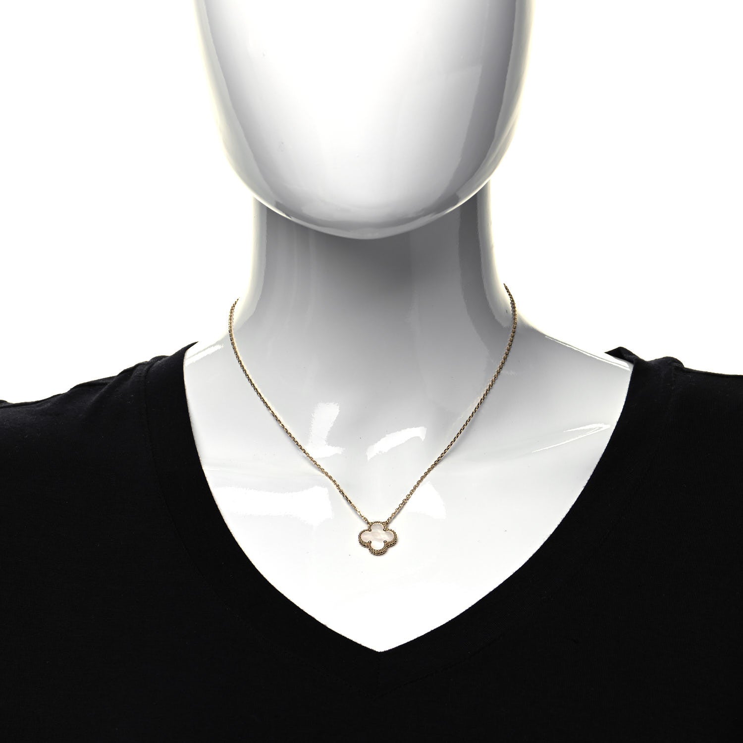 Van Cleef & Arpels 18K Yellow Gold Mother of Pearl Vintage Alhambra Pendant Necklace 2 of 7