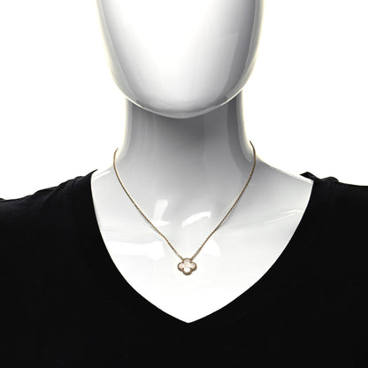 Van Cleef & Arpels 18K Yellow Gold Mother of Pearl Vintage Alhambra Pendant Necklace 2 of 7