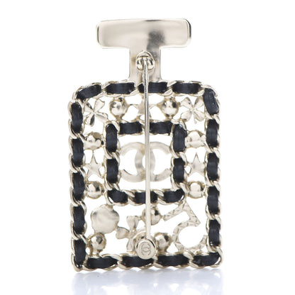 Chanel Lambskin Pearl Quilted Chain CC Perfume Bottle Brooch Gold 3 of 5