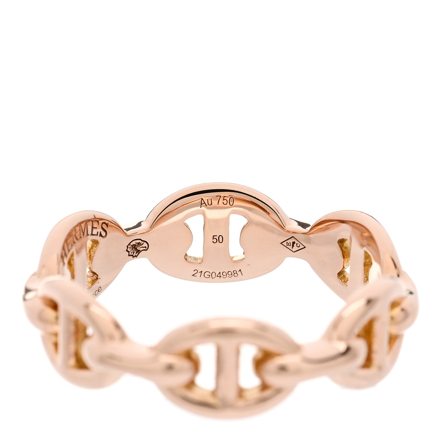 Hermes 18K Rose Gold PM Chaine D'Ancre Enchainee Ring 50 5.5 5 of 6