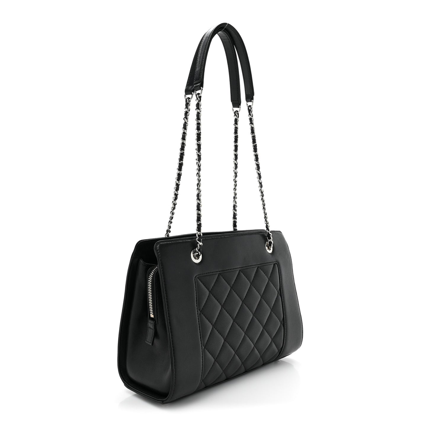 Sheepskin Quilted Mademoiselle Vintage Shopping Tote Black