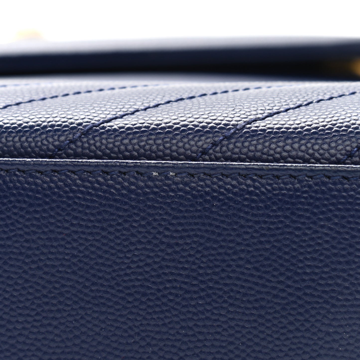 Grain De Poudre Matelasse Chevron Large Monogram Satchel Navy Blue