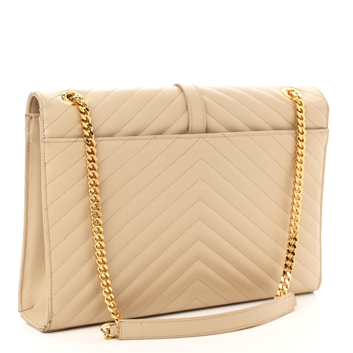 Saint Laurent Grain De Poudre Matelasse Chevron Large Monogram Satchel Dark Beige 3 of 13