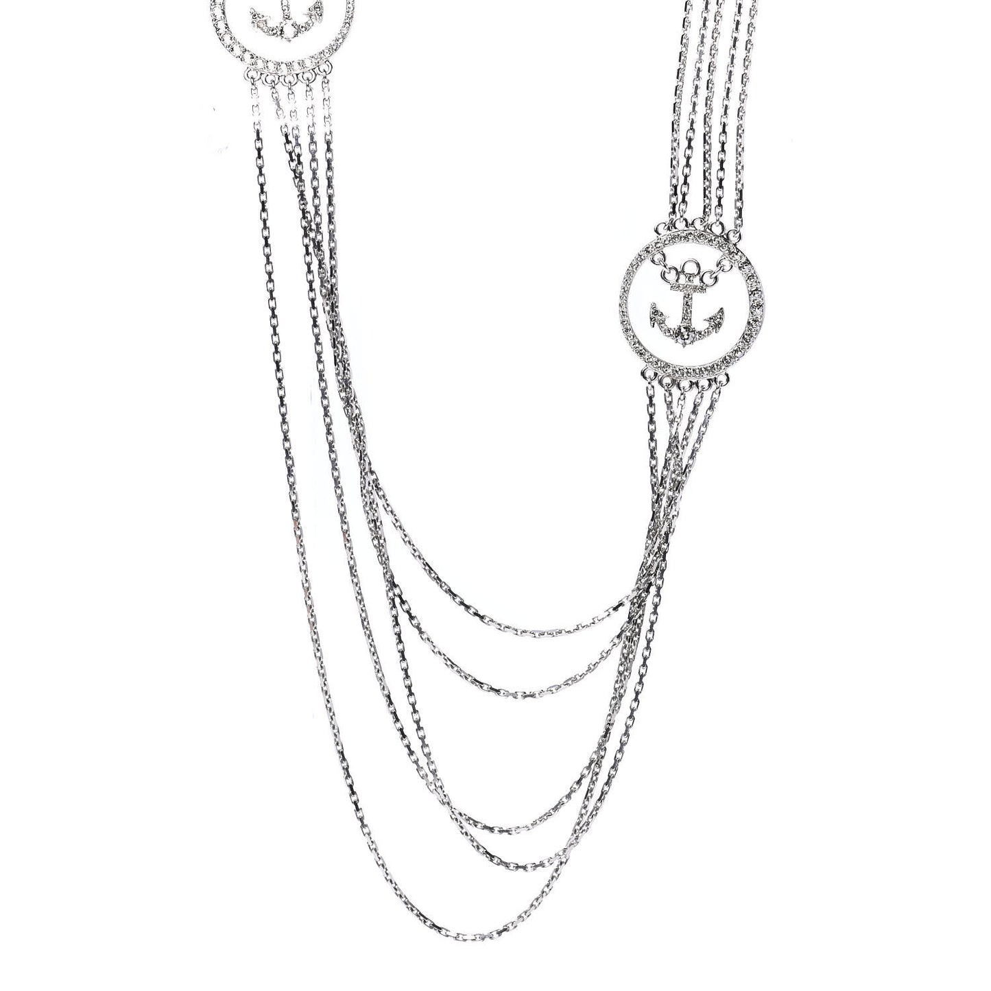Crystal CC Anchor Necklace Grey Silver