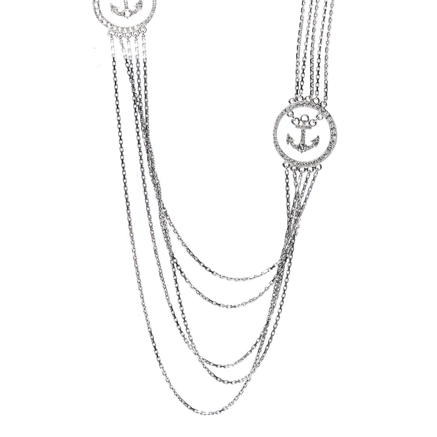 Chanel Crystal CC Anchor Necklace Grey Silver 1 of 5