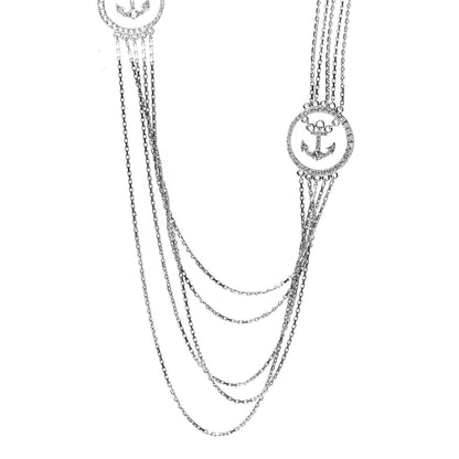 Chanel Crystal CC Anchor Necklace Grey Silver 1 of 5