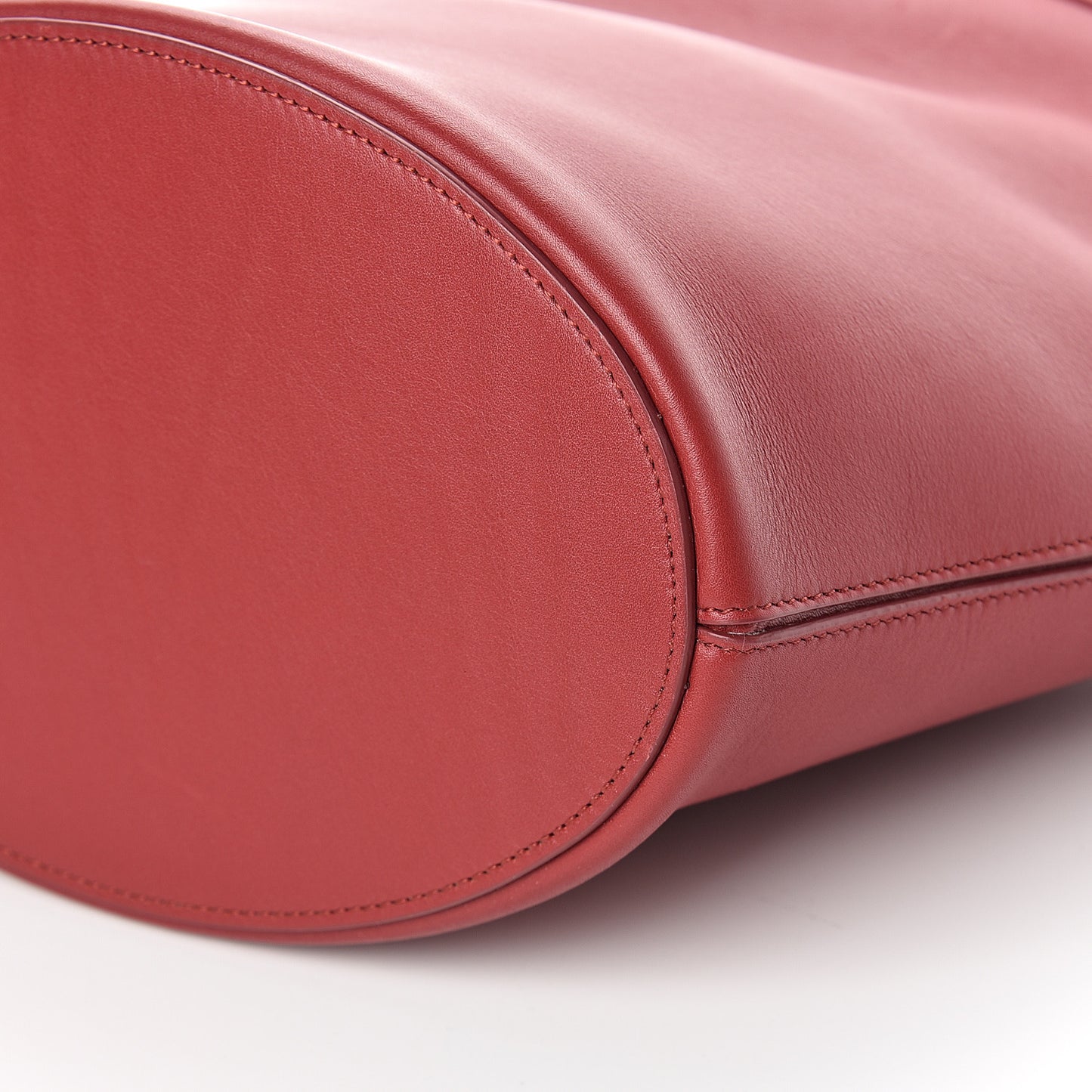 Smooth Calfskin Clasp Bucket Bag Red