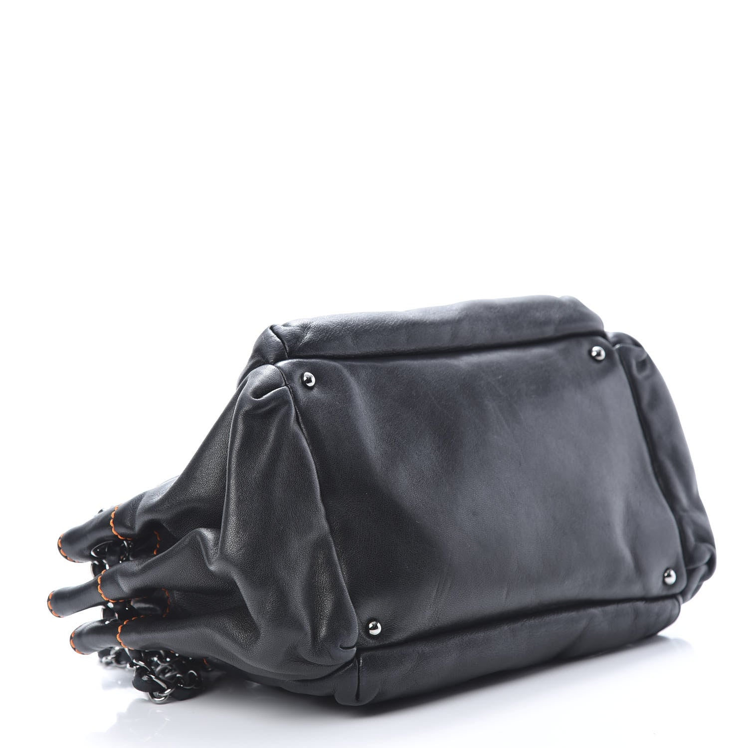 Chanel Lambskin Lax Accordion Hobo Black Orange 4 of 12