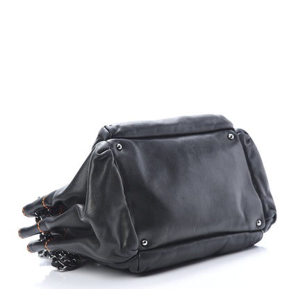 Chanel Lambskin Lax Accordion Hobo Black Orange 4 of 12