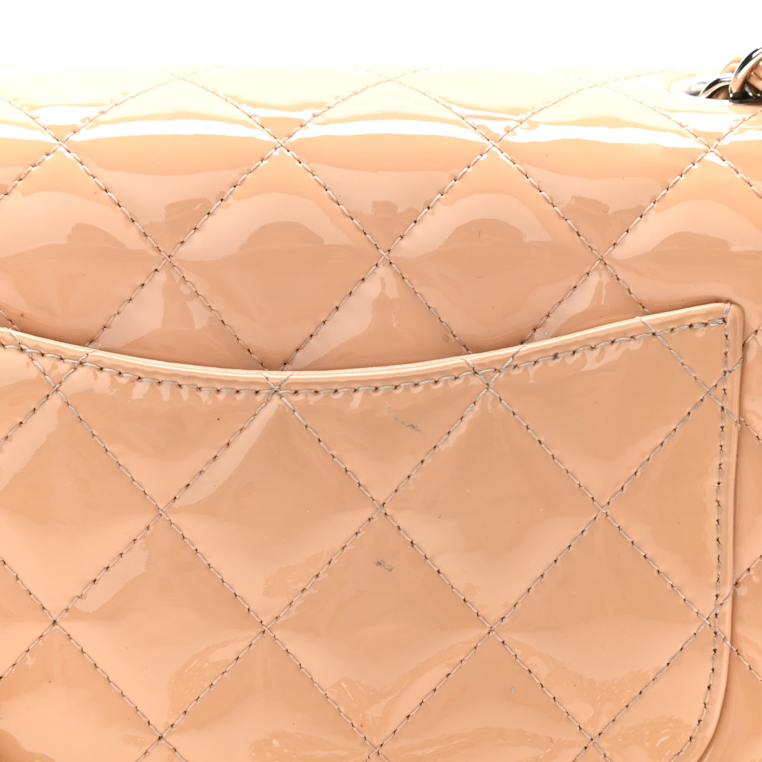 Chanel Patent Calfskin Quilted Mini Rectangular Flap Beige 12 of 13