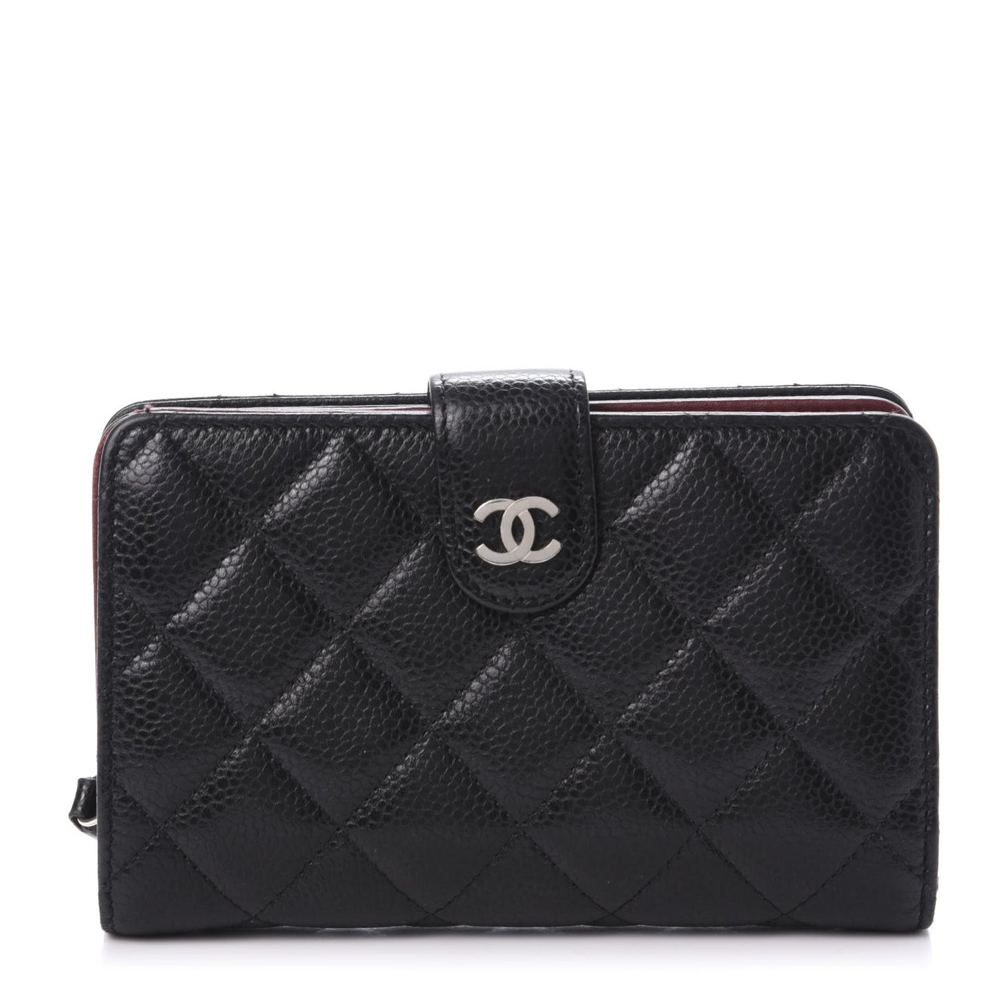 Caviar Quilted Zipped Pocket Wallet Black