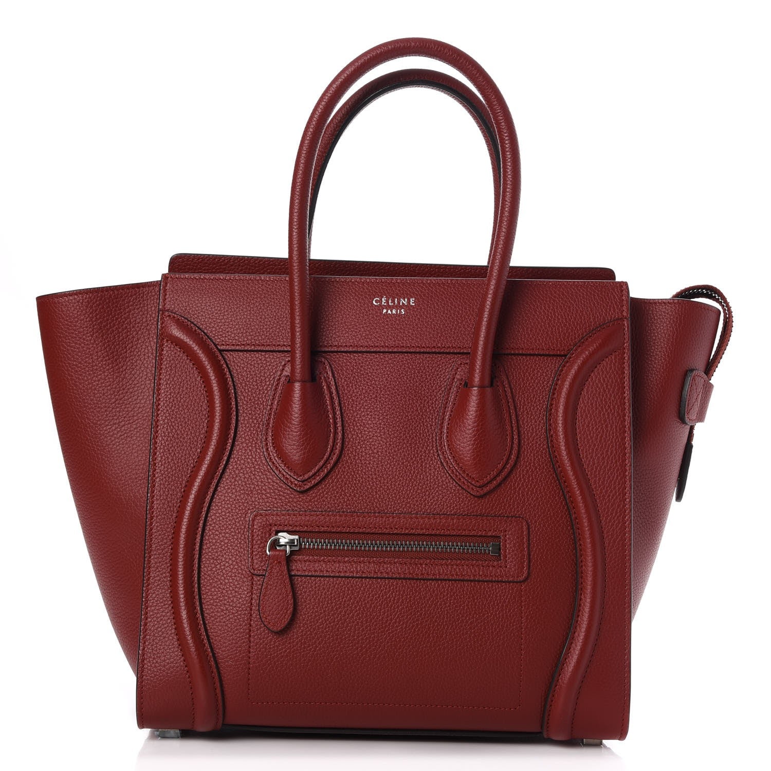 Celine Drummed Calfskin Micro Luggage Merlot 1 of 7