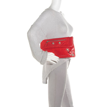 Balenciaga Chevre Giant 21 Silver Hardware Envelope Clutch Tomate 2 of 9