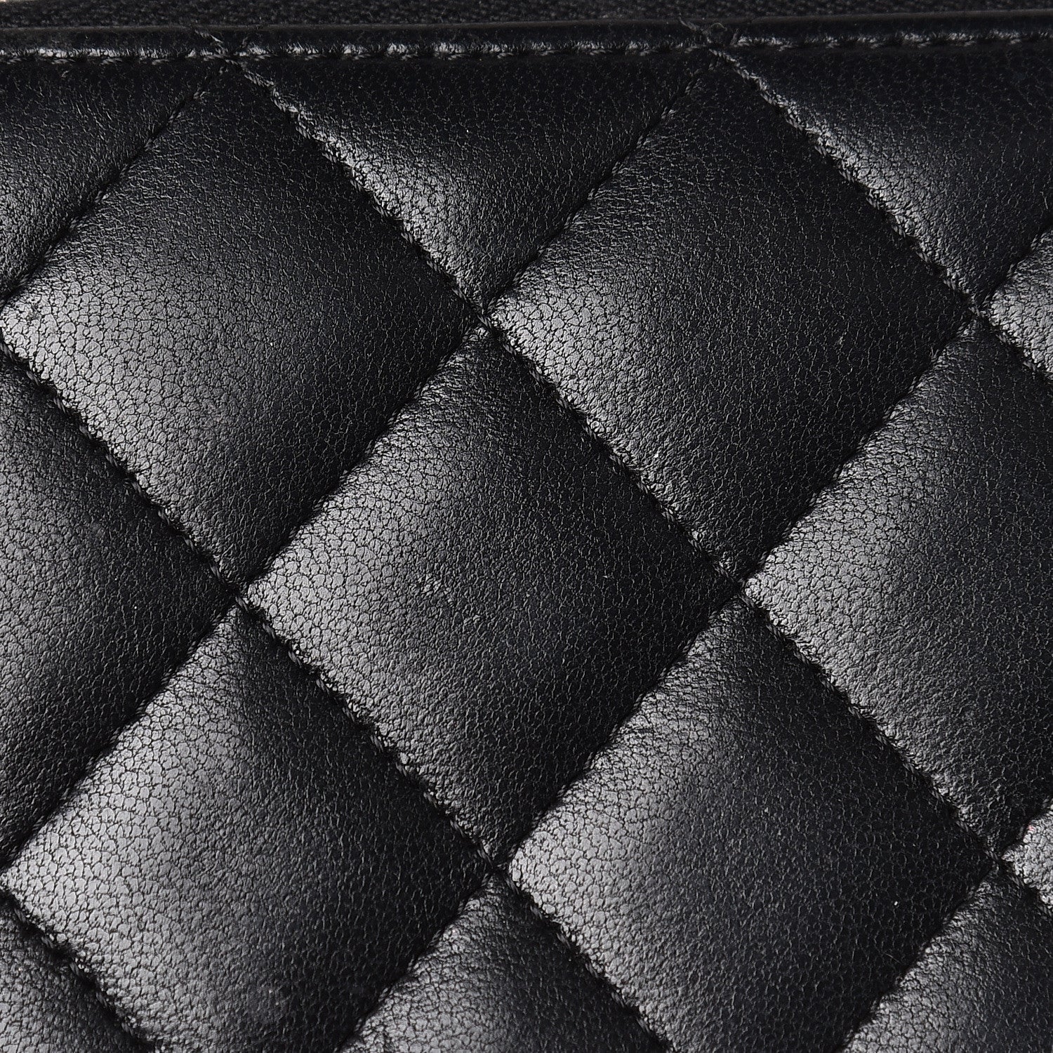 Chanel Lambskin Quilted Large Gusset Zip Around Wallet Black 9 of 17