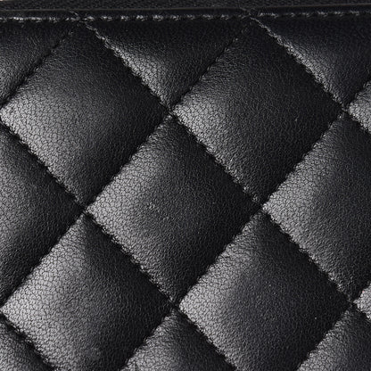 Chanel Lambskin Quilted Large Gusset Zip Around Wallet Black 9 of 17