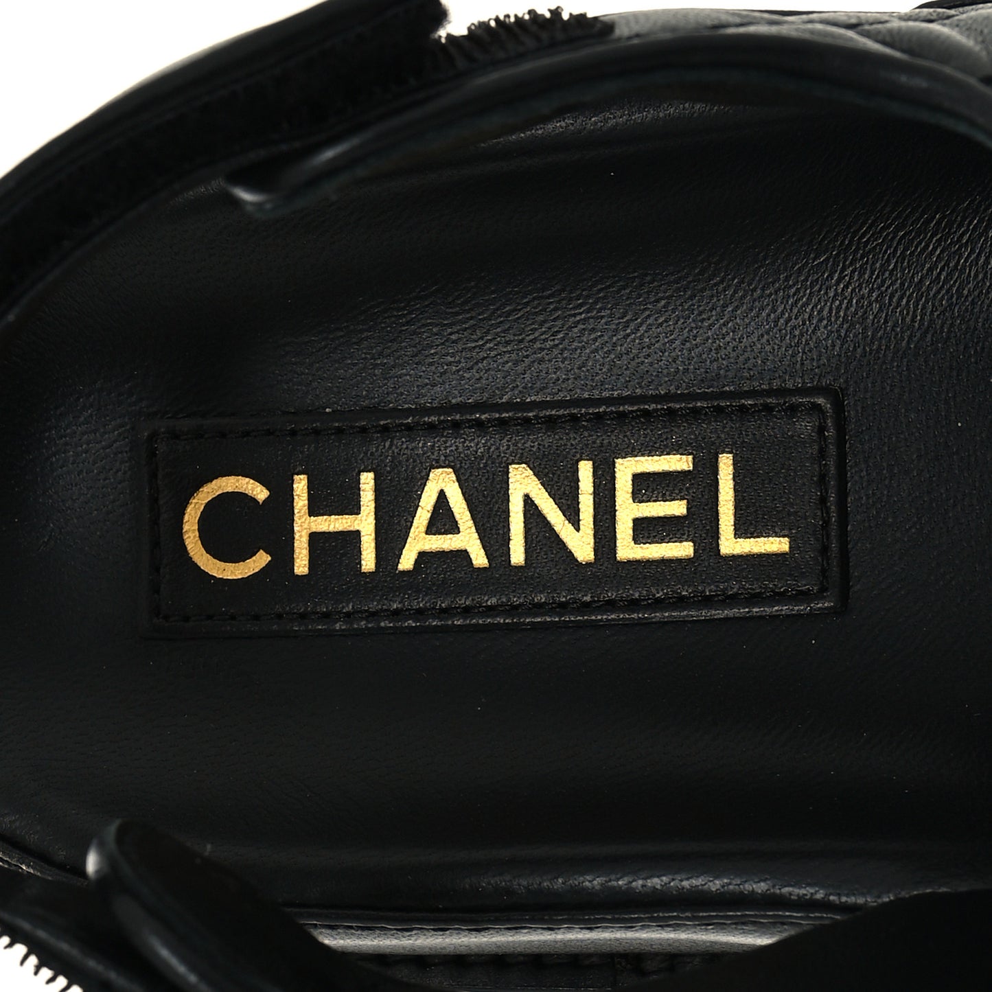 Lambskin Velcro CC Crystal Pearl Bow Dad Sandals 41.5 Black