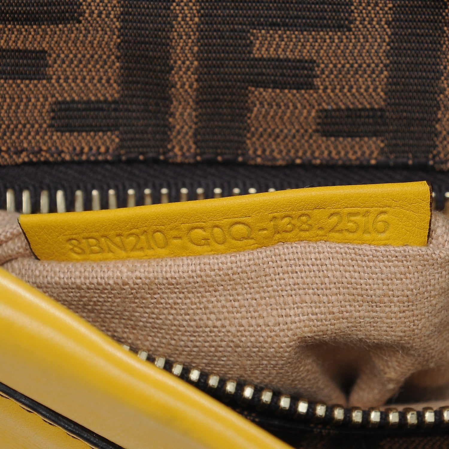 Fendi Vitello Zucca Large Peekaboo Iconic Satchel Yellow Tobacco 8 of 8