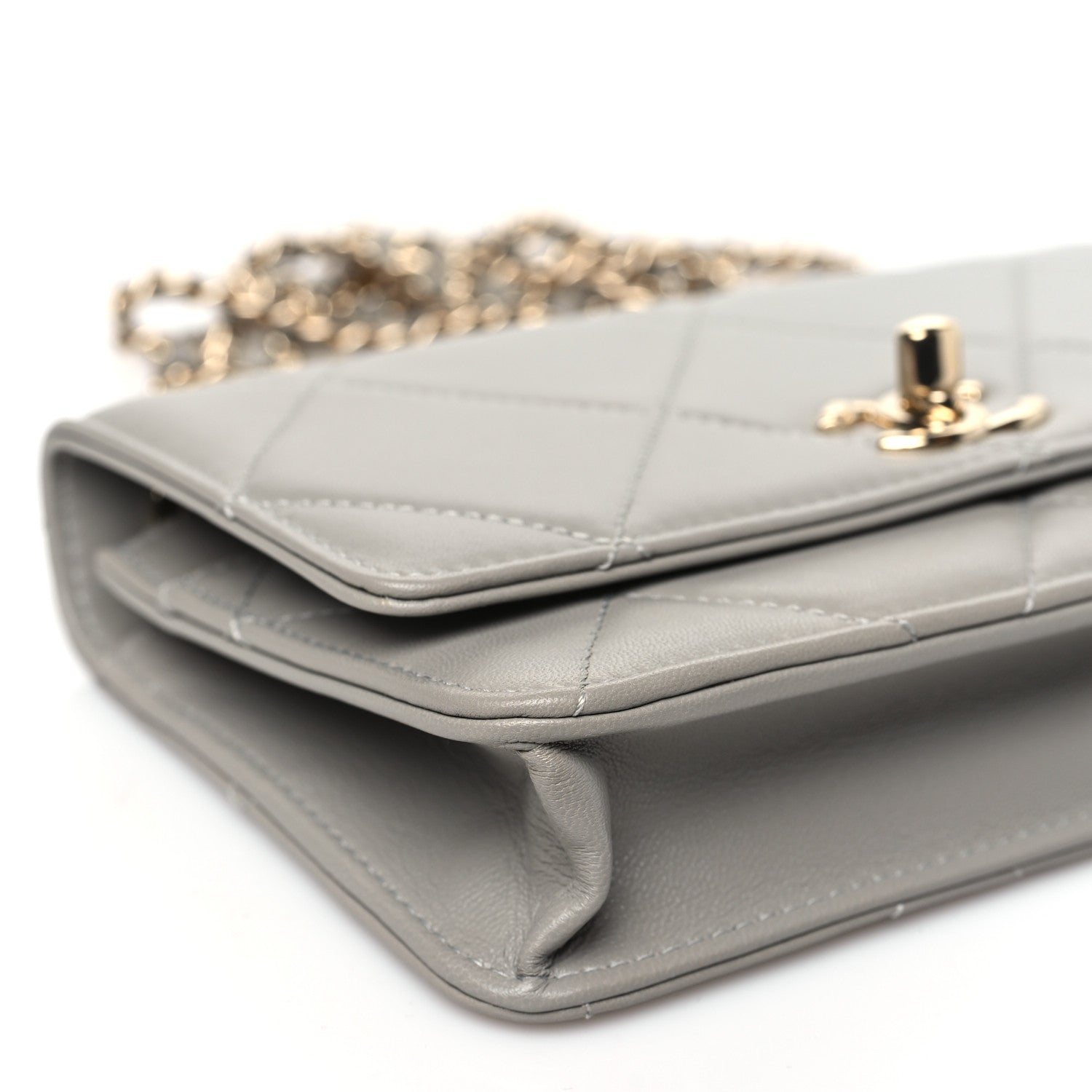 Chanel Lambskin Quilted Trendy CC Wallet On Chain WOC Grey 10 of 11