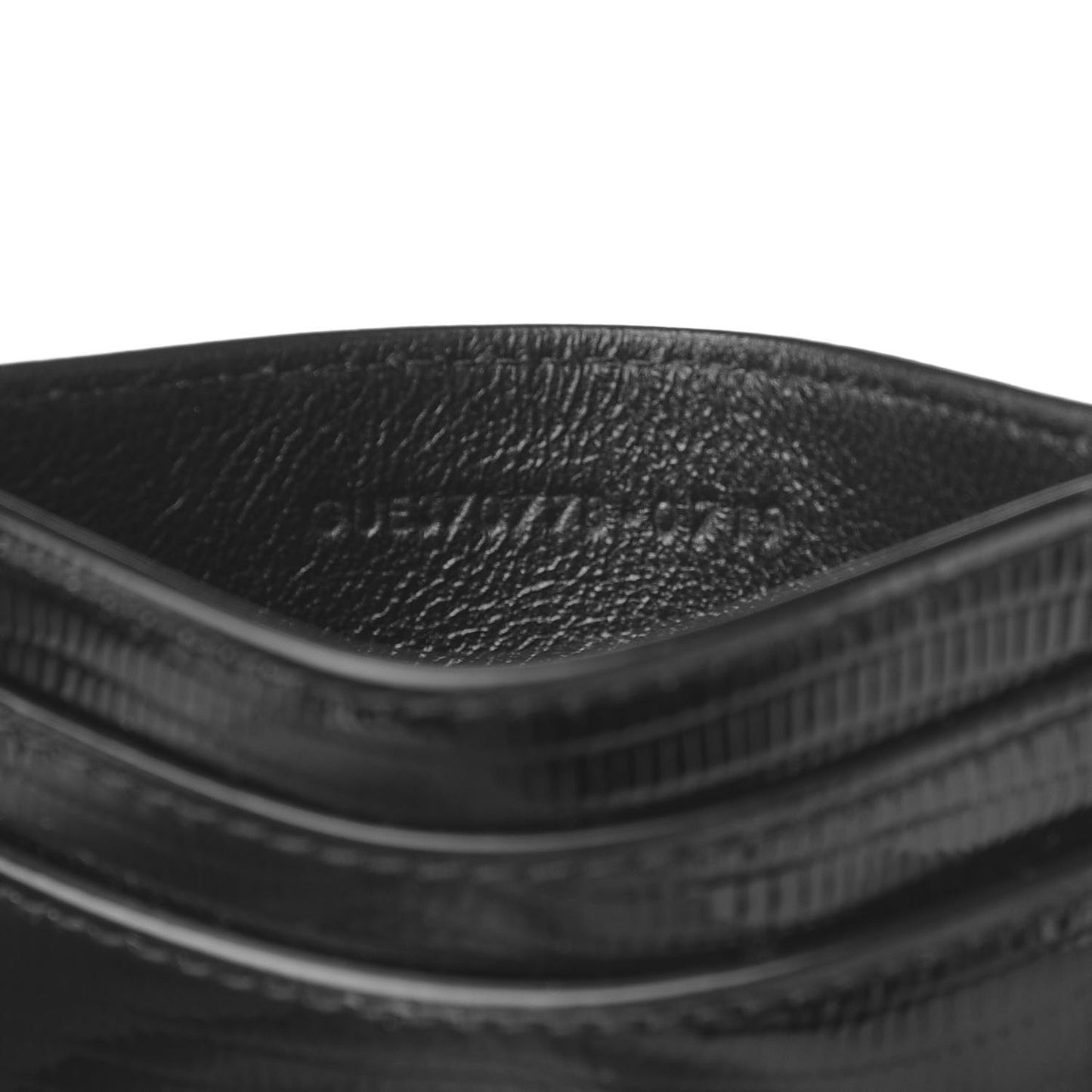 Patent Tejus Lizard Calfskin Embossed Card Case Black