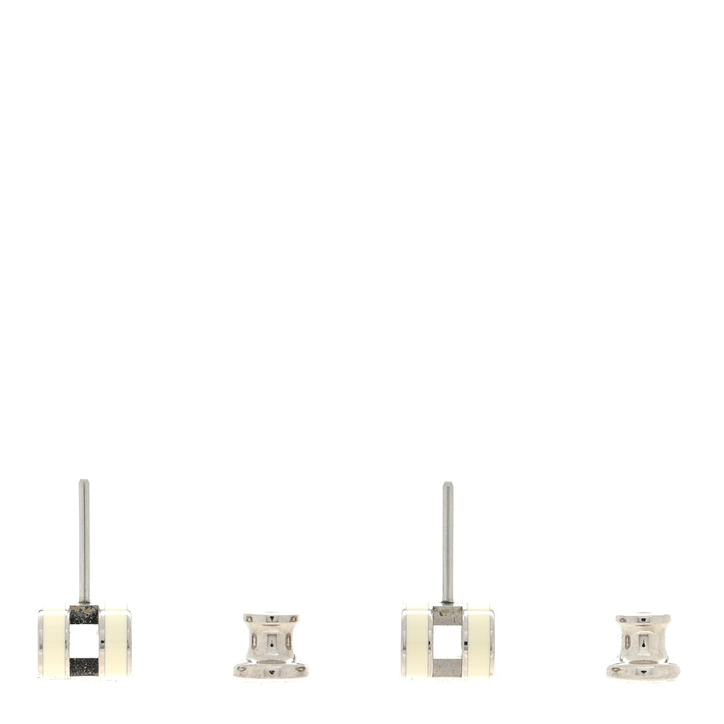 Palladium Lacquered Mini Pop H Earrings White