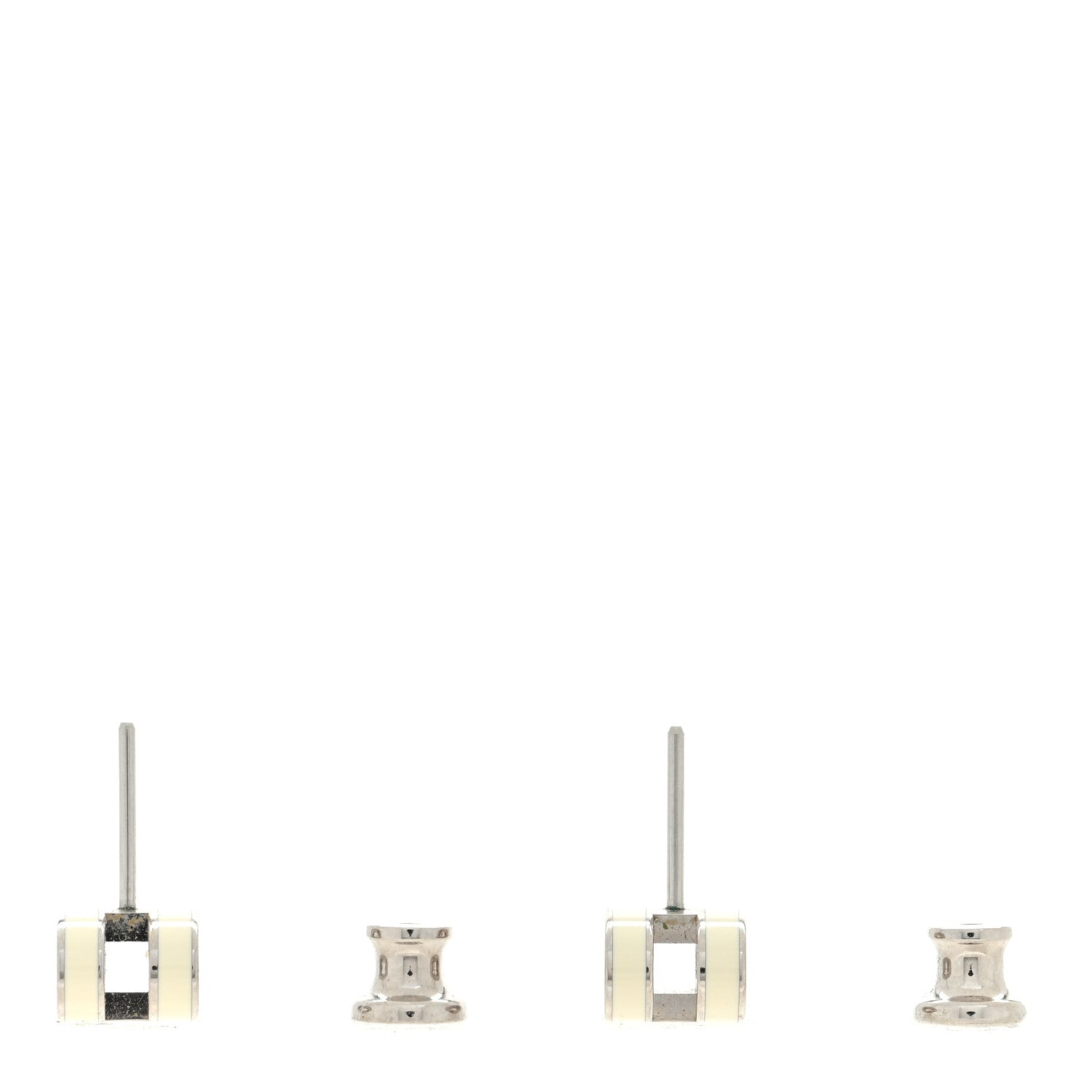 Hermes Palladium Lacquered Mini Pop H Earrings White 3 of 5