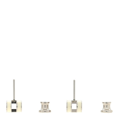 Hermes Palladium Lacquered Mini Pop H Earrings White 3 of 5