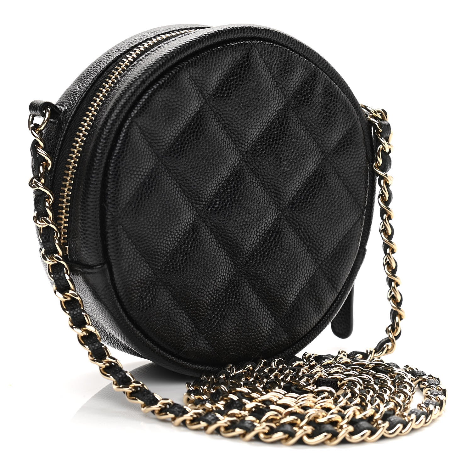 Chanel Caviar Quilted Round Clutch With Chain Black 3 of 12