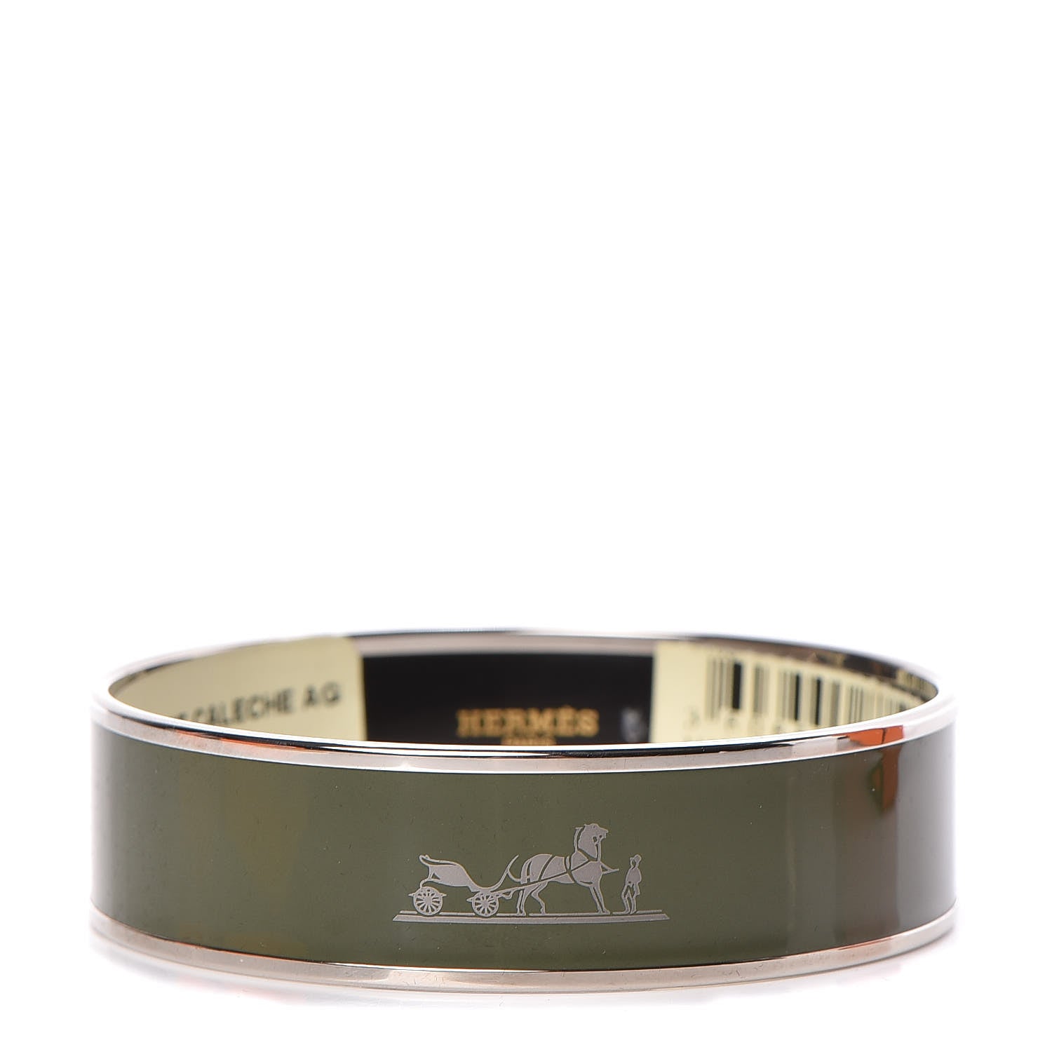 Hermes Enamel Wide Caleche Bracelet 70 Loden 1 of 6
