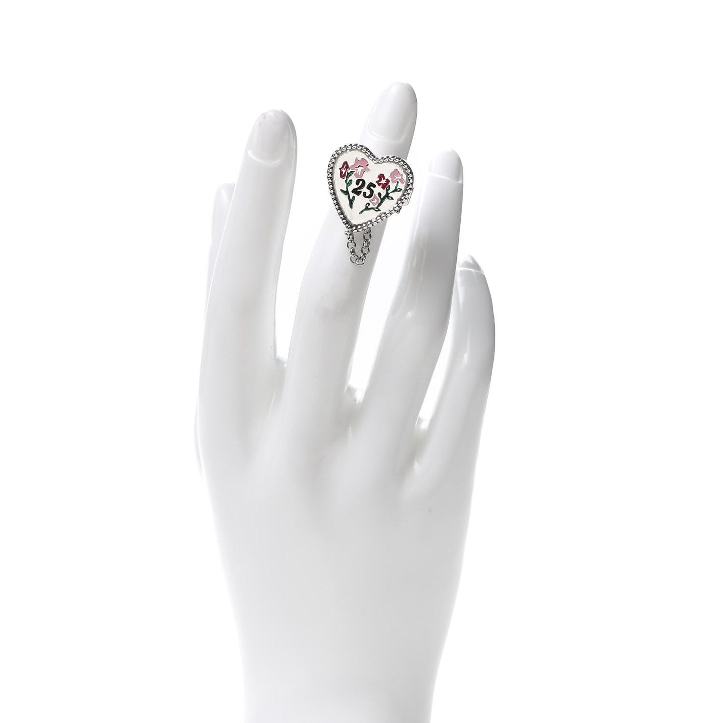 Sterling Silver Black Onyx Heart 25 Chain Ring 52 6