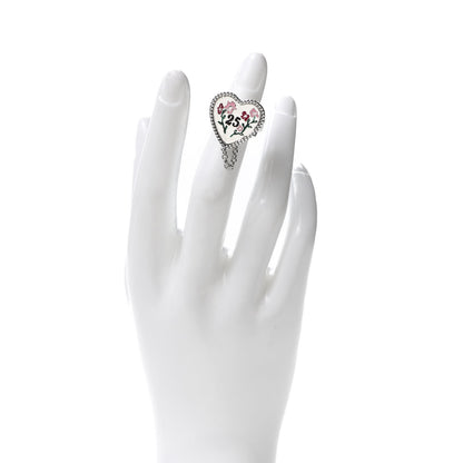 Gucci Sterling Silver Black Onyx Heart 25 Chain Ring 52 6 2 of 5
