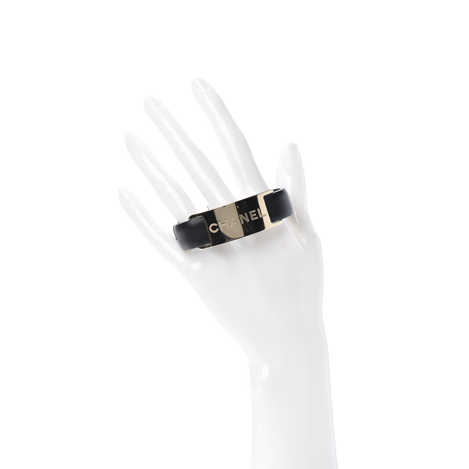 Chanel Calfskin Logo Buckle Bracelet S Black 2 of 4