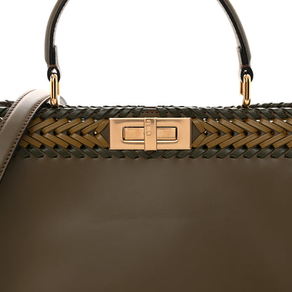 Fendi Vitello King Ceylon Shiny Nappa Woven Medium Peekaboo I SEE U Satchel Avocado Cedro Camaleonte 8 of 11