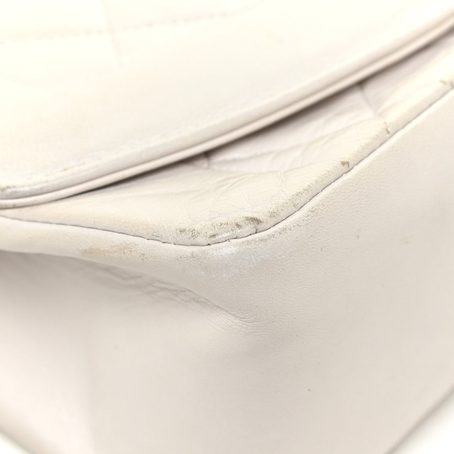Lambskin Quilted Medium Single Flap White