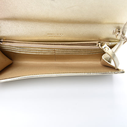 Jimmy Choo Glitter Fabric Milla Chain Wallet Champagne 4 of 9