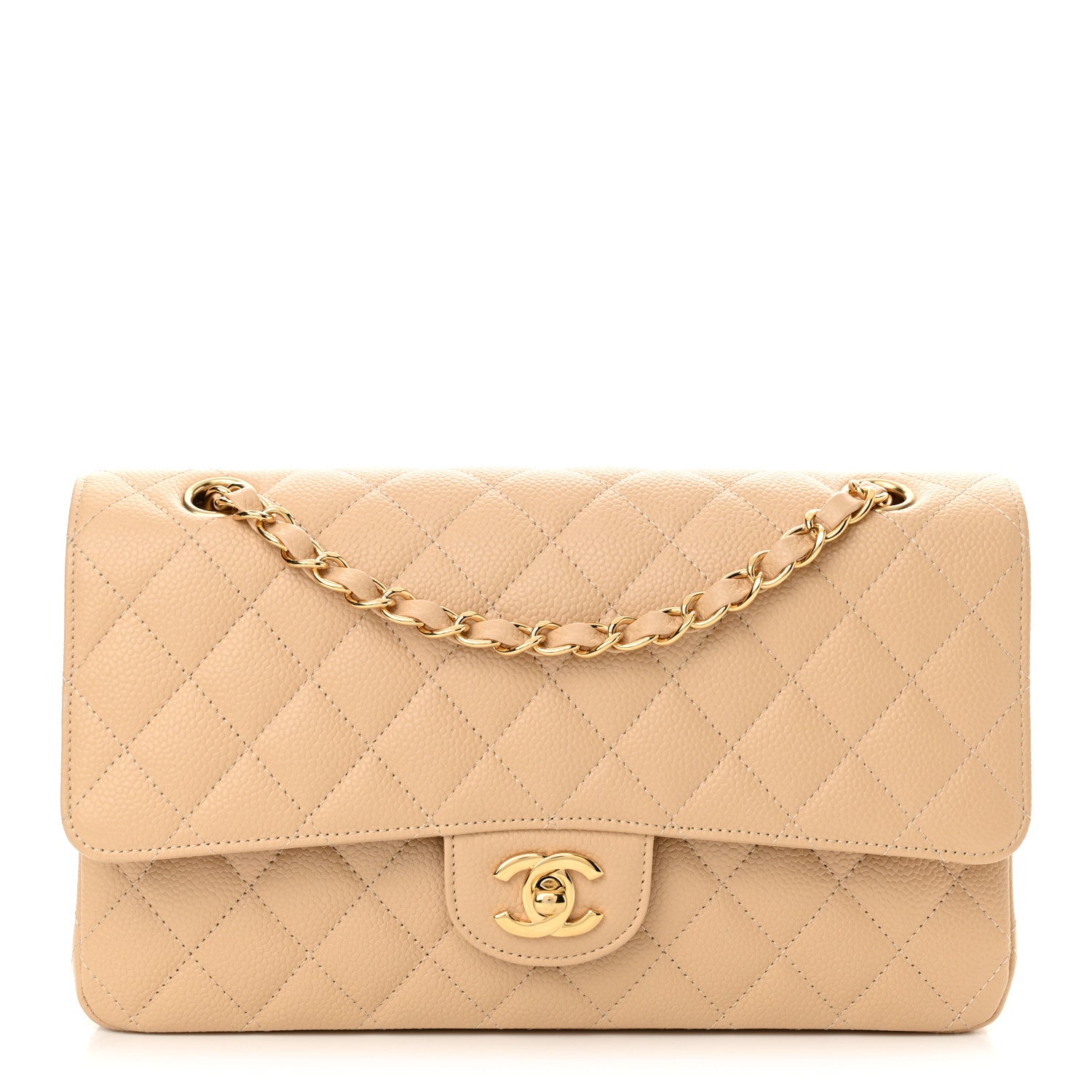 Chanel Caviar Quilted Medium Double Flap Beige 1 of 10