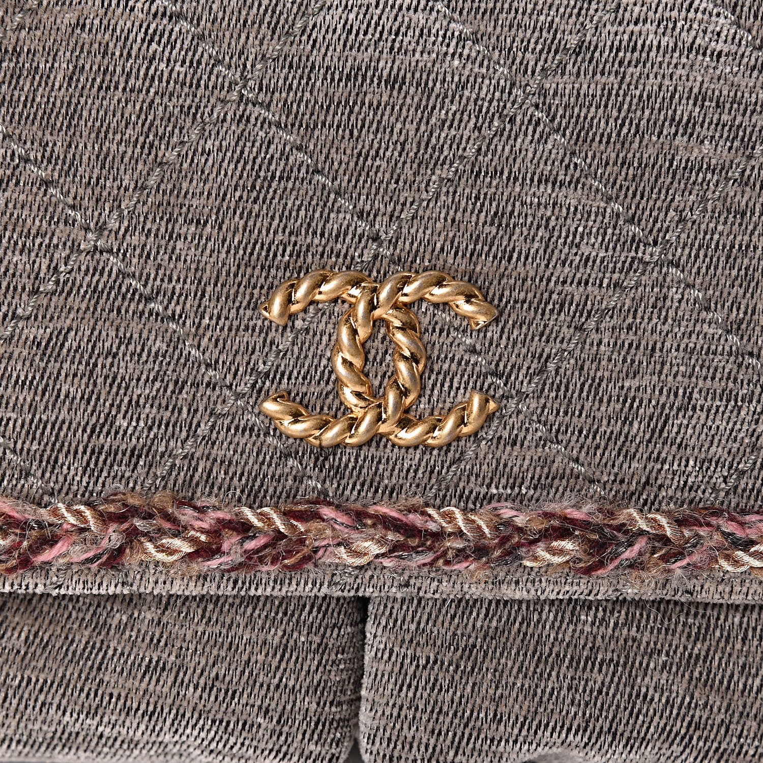 Chanel Wool Velvet Quilted Parisian Stroll Messenger Grey 8 of 12