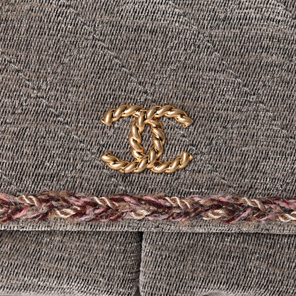 Chanel Wool Velvet Quilted Parisian Stroll Messenger Grey 8 of 12